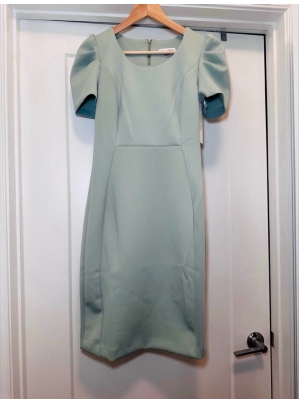 💚 NWT! Green CALVIN KLEIN Puff Sleeve Scuba Dress - Size 8
